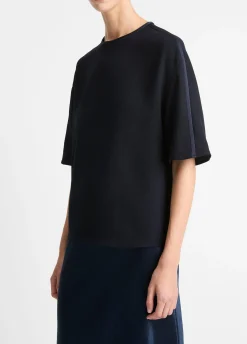 Satin-Trimmed Crepe T-Shirt