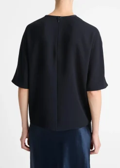 Satin-Trimmed Crepe T-Shirt