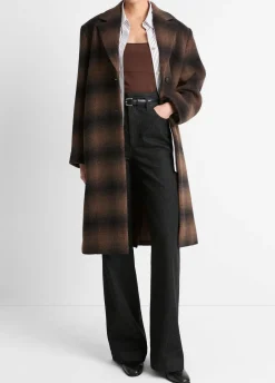 Shadow Plaid Italian Wool-Blend Car Coat