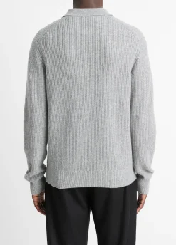 Shaker Wool-Cashmere Quarter-Zip Polo Sweater