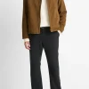 Shearling-Collar Suede Short Jacket