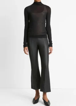 Sheer Long-Sleeve Mock-Neck Top