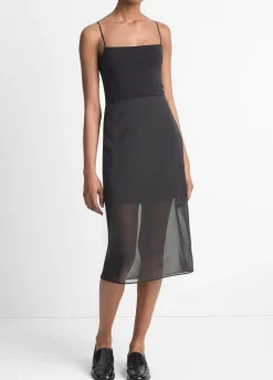 Sheer Stretch-Silk Overlay Skirt