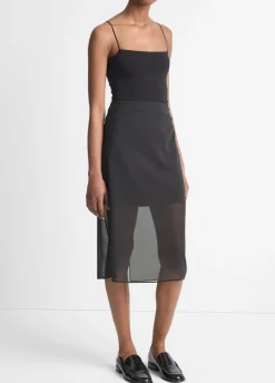 Sheer Stretch-Silk Overlay Skirt
