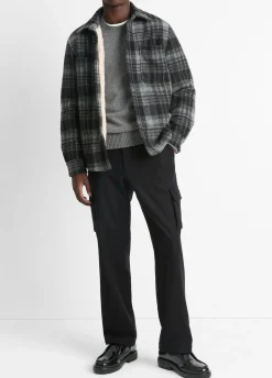 Sherpa-Lined Plaid Shirt Jacket