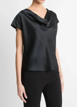 Silk Cowl-Neck Blouse
