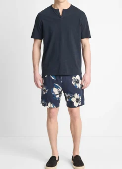 Slub Cotton Split-Neck T-Shirt