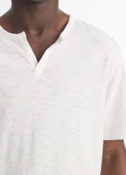 Slub Cotton Split-Neck T-Shirt