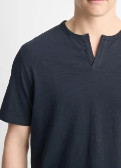 Slub Cotton Split-Neck T-Shirt
