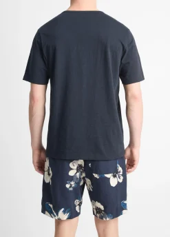 Slub Cotton Split-Neck T-Shirt