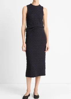 Smocked Cotton-Blend Skirt