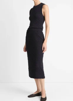 Smocked Cotton-Blend Skirt