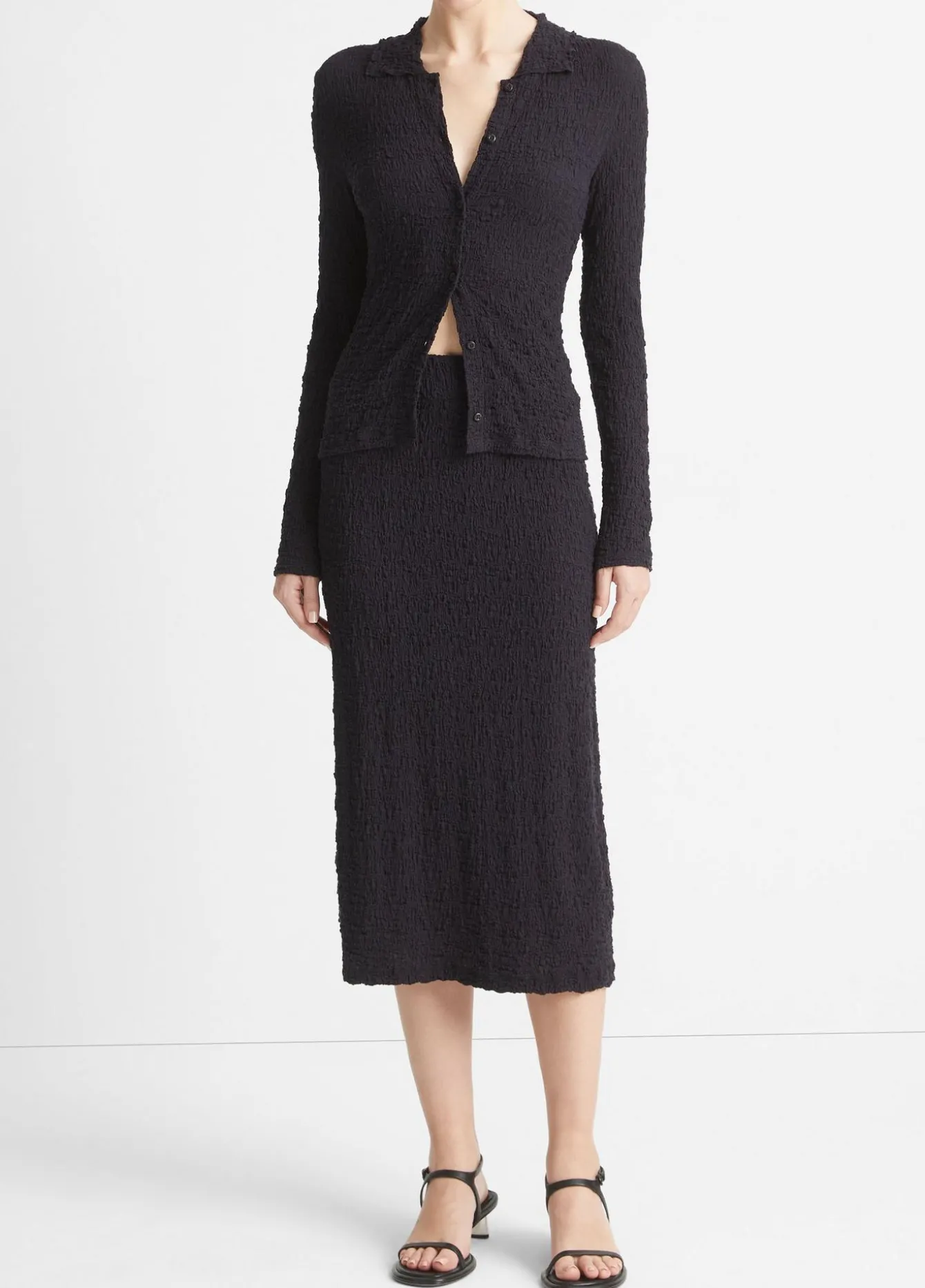 Smocked Long-Sleeve Button-Front Shirt
