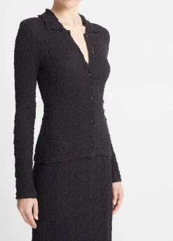 Smocked Long-Sleeve Button-Front Shirt
