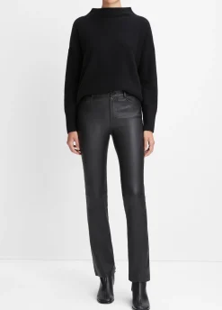 Stretch Leather Boot-Cut Pant