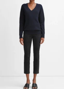 Stretch Suede Split Hem Crop Legging