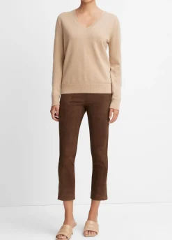 Stretch Suede Split Hem Crop Legging