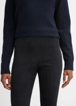 Stretch Suede Split Hem Crop Legging