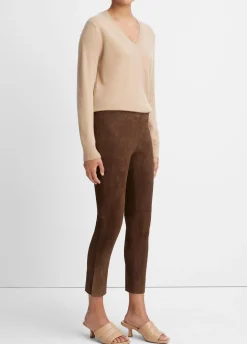 Stretch Suede Split Hem Crop Legging
