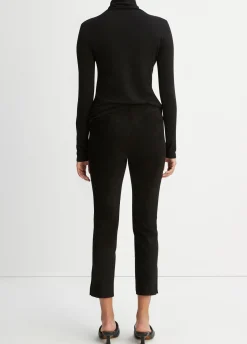 Stretch Suede Split Hem Crop Legging