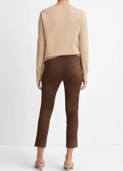 Stretch Suede Split Hem Crop Legging