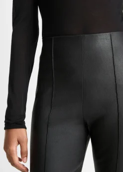 Stretch-Leather Crop Flare Pant