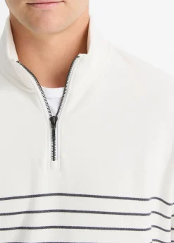 Striped Sueded Cotton Quarter-Zip Pullover