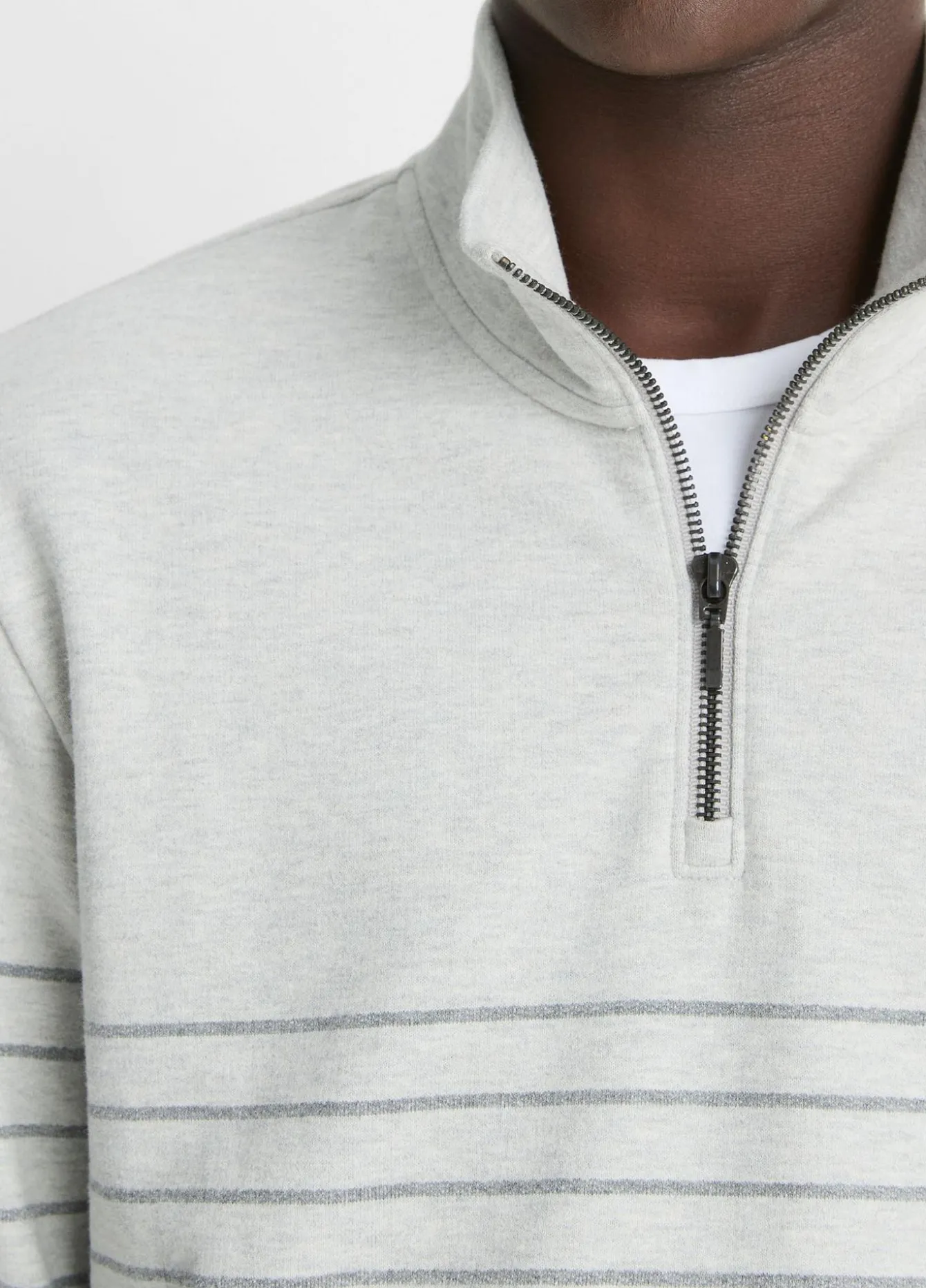 Striped Sueded Cotton Quarter-Zip Pullover
