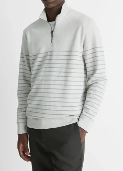 Striped Sueded Cotton Quarter-Zip Pullover