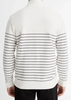 Striped Sueded Cotton Quarter-Zip Pullover
