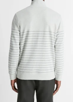 Striped Sueded Cotton Quarter-Zip Pullover
