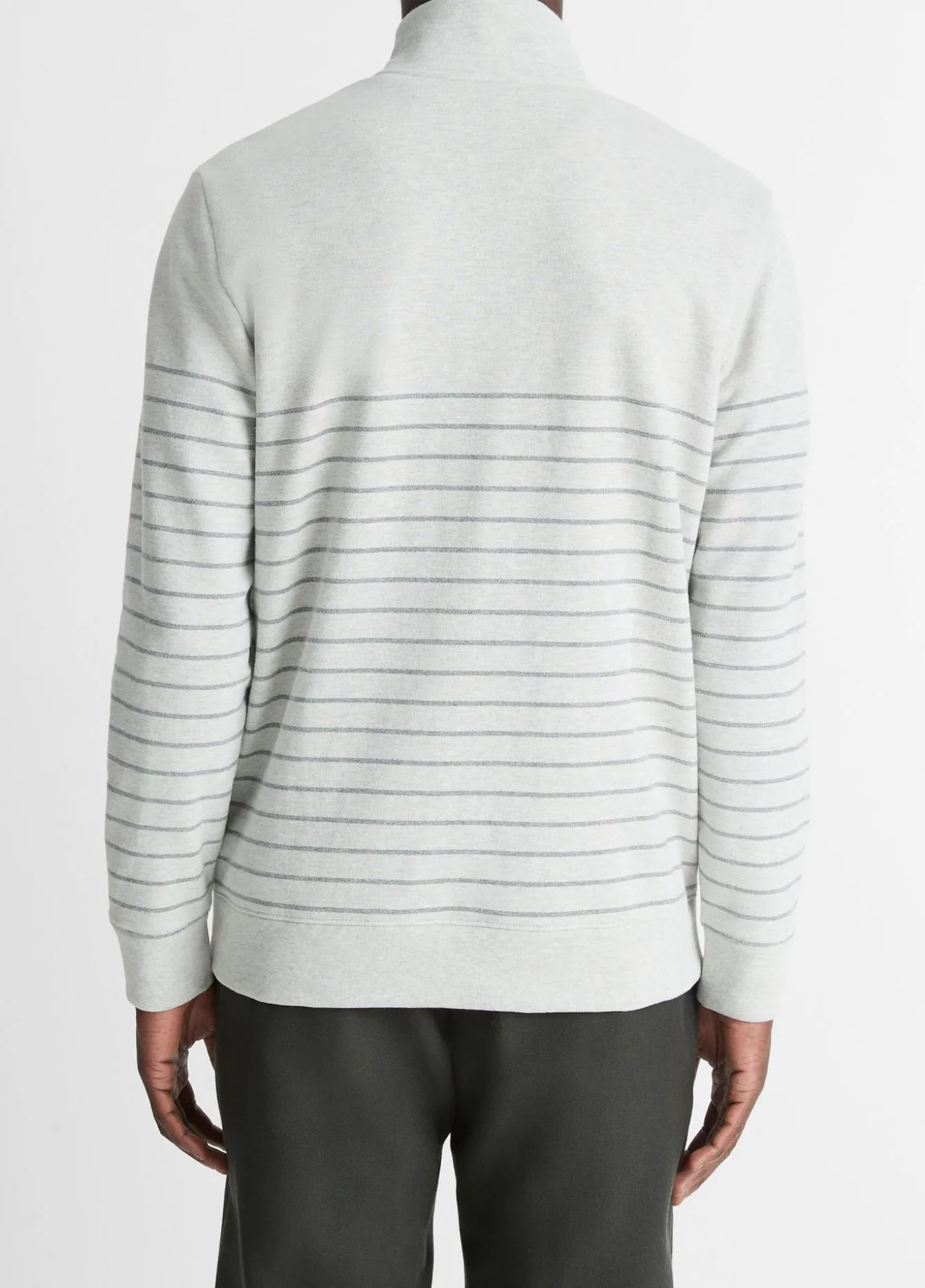 Striped Sueded Cotton Quarter-Zip Pullover