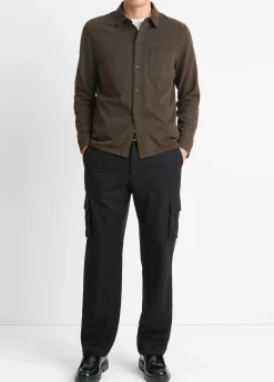Sueded Cotton Jersey Button-Front Shirt