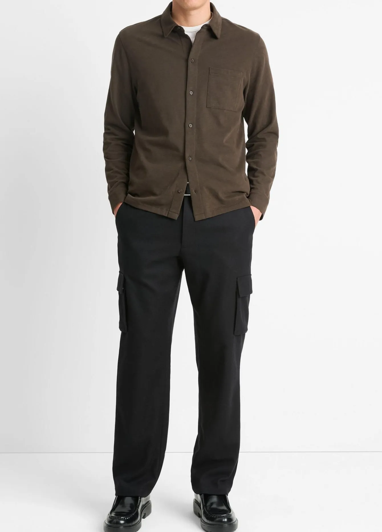 Sueded Cotton Jersey Button-Front Shirt