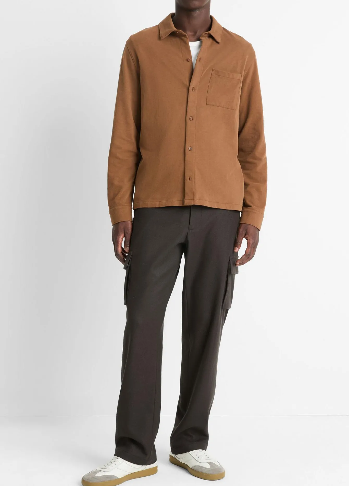 Sueded Cotton Jersey Button-Front Shirt
