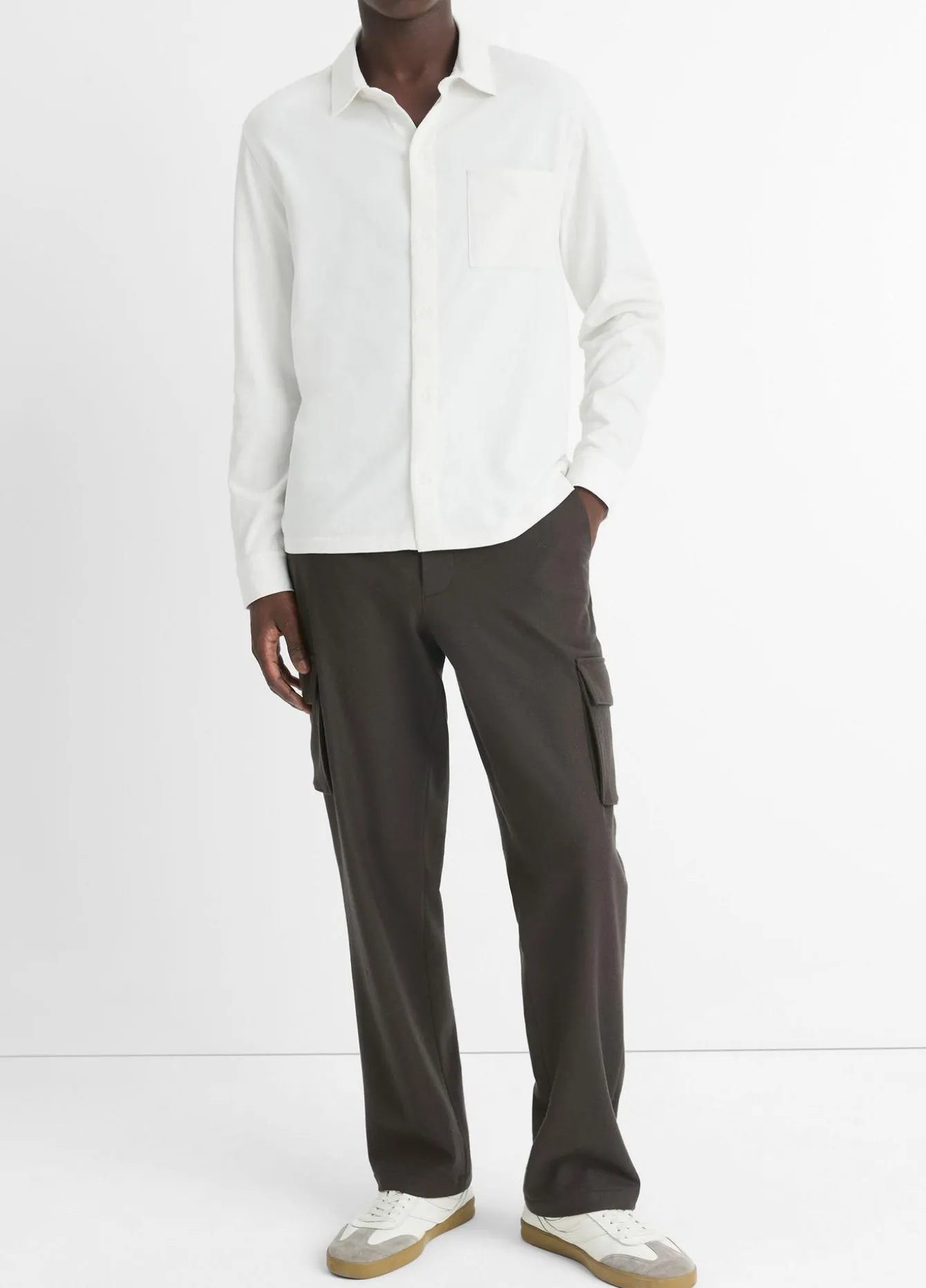 Sueded Cotton Jersey Button-Front Shirt