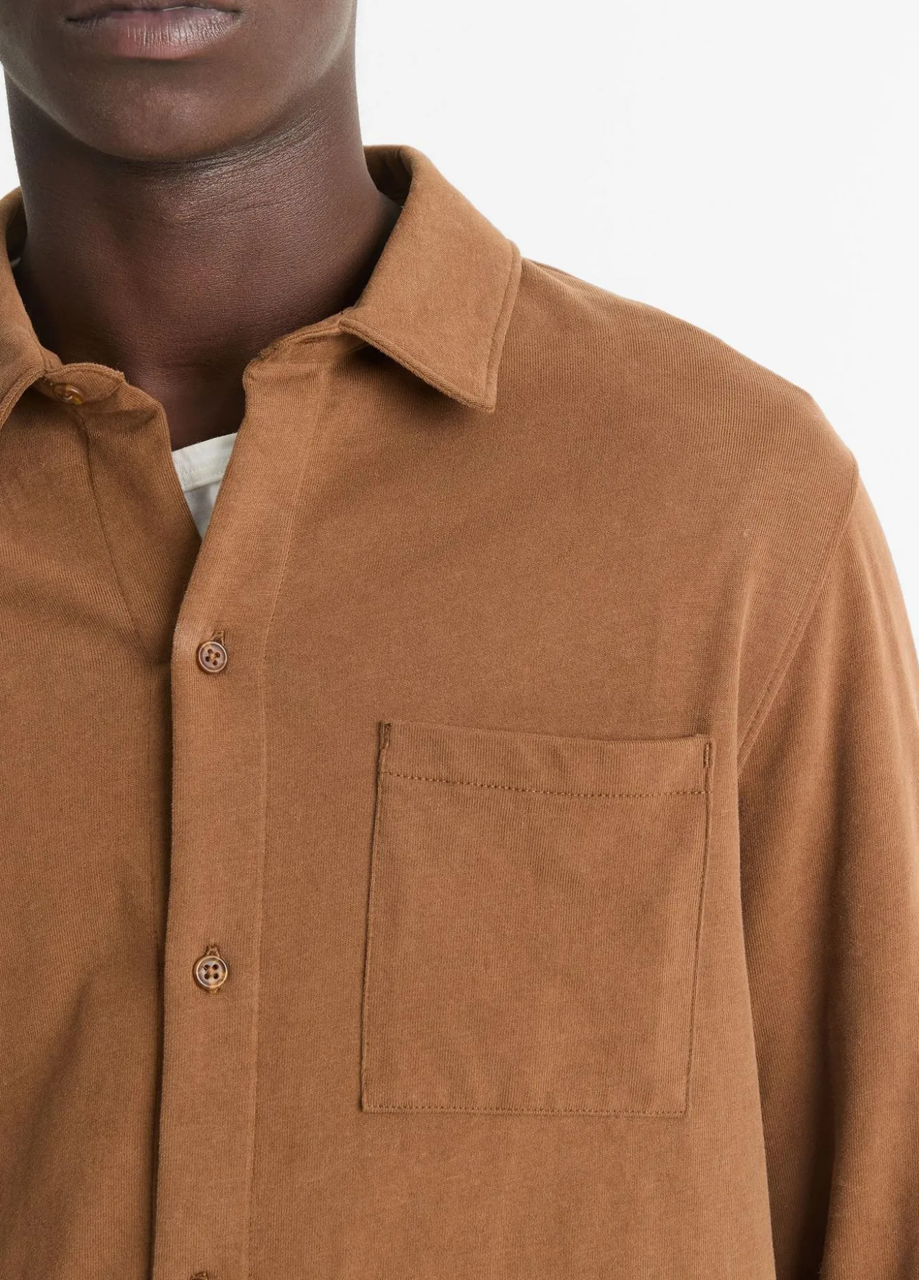 Sueded Cotton Jersey Button-Front Shirt