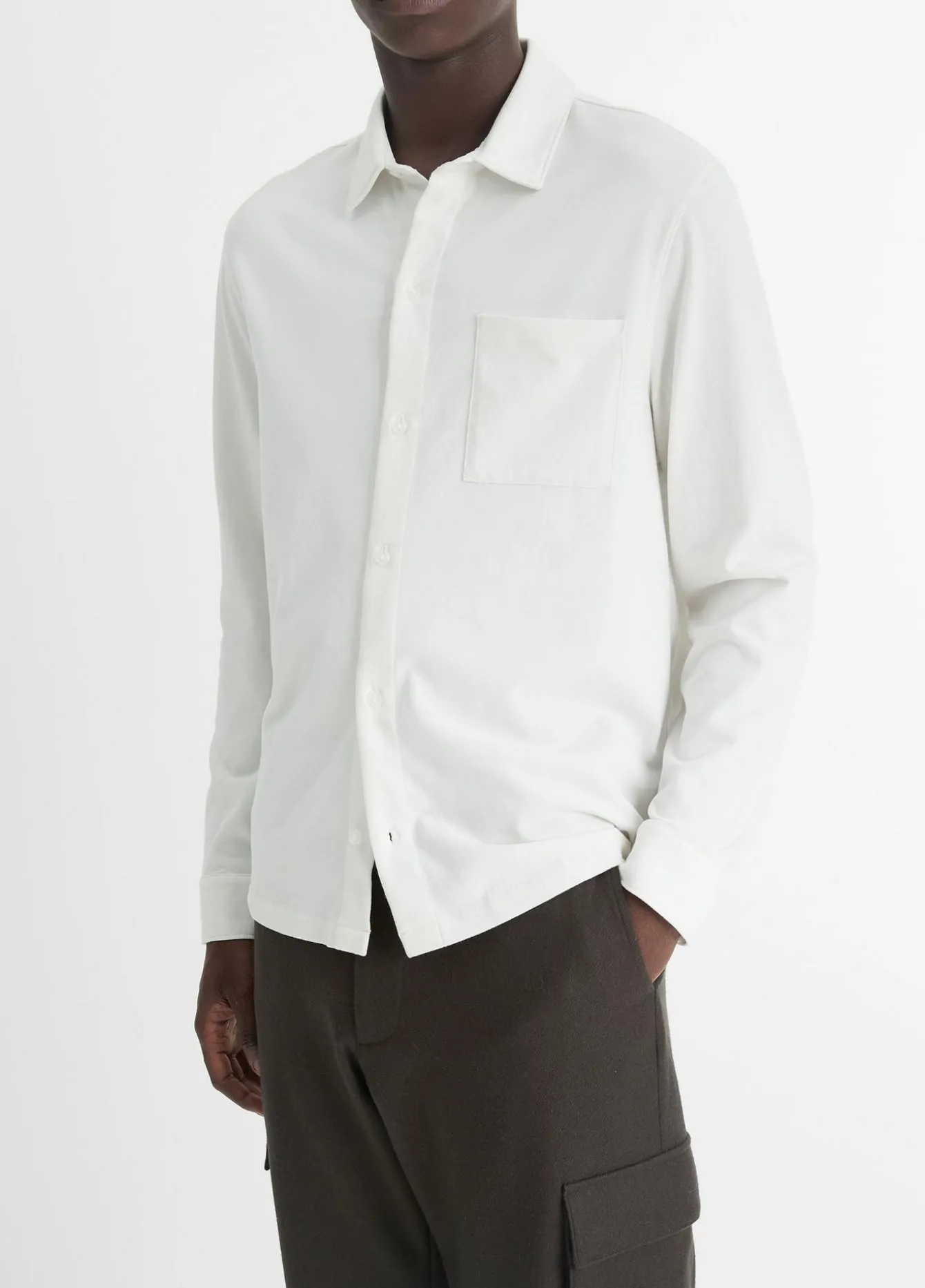 Sueded Cotton Jersey Button-Front Shirt