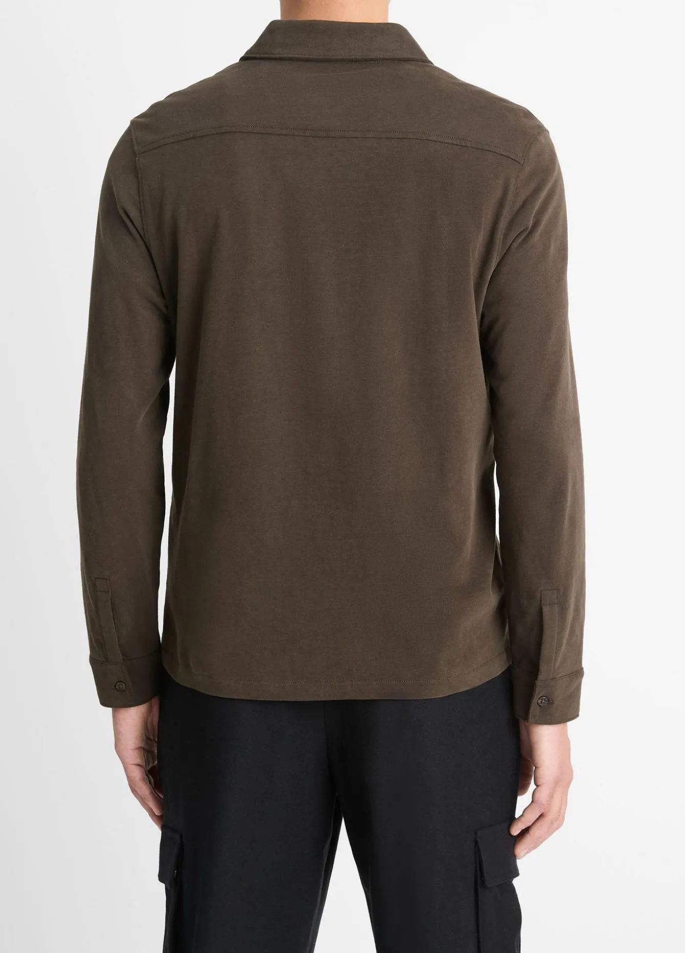 Sueded Cotton Jersey Button-Front Shirt