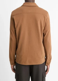 Sueded Cotton Jersey Button-Front Shirt