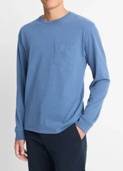 Sueded Jersey Long-Sleeve Pocket T-Shirt