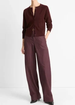 Velvet-Trim Wool-Blend Cardigan