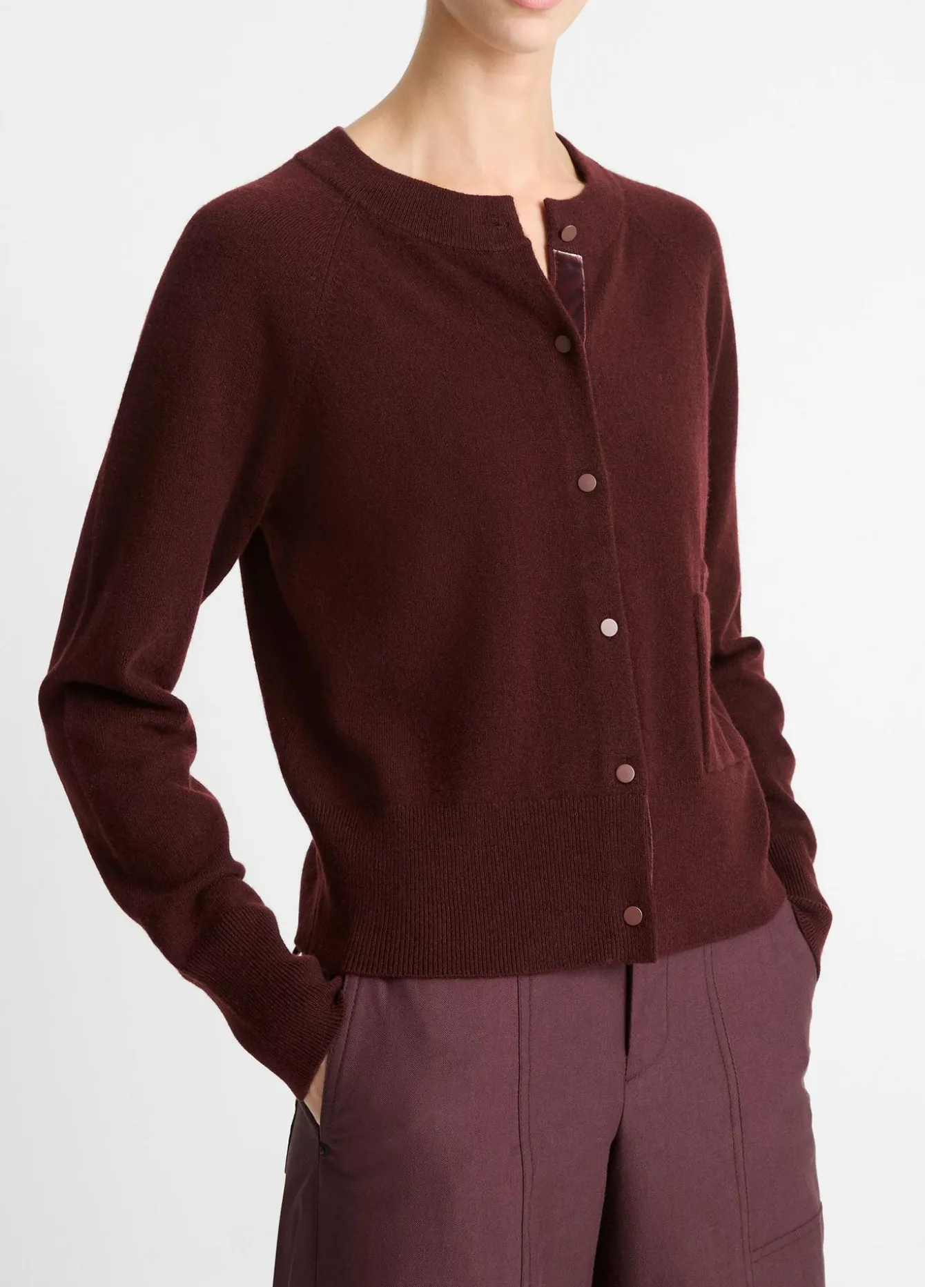 Velvet-Trim Wool-Blend Cardigan