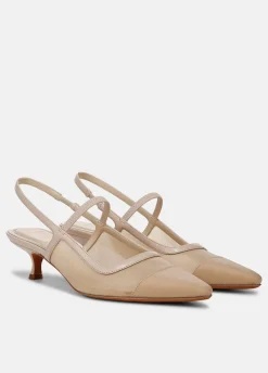 Venice Leather and Mesh Slingback Kitten Heel