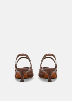 Venice Leather and Mesh Slingback Kitten Heel