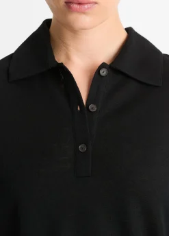 Wool Relaxed Long-Sleeve Polo Shirt