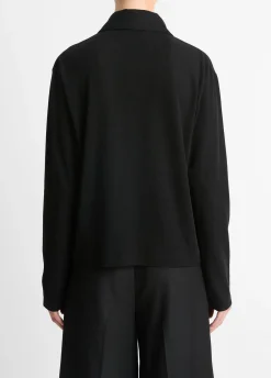 Wool Relaxed Long-Sleeve Polo Shirt