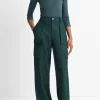 Wool Three-Quarter-Sleeve Mock-Neck Top