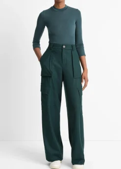 Wool Three-Quarter-Sleeve Mock-Neck Top