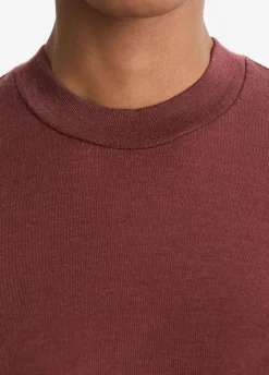 Wool Three-Quarter-Sleeve Mock-Neck Top